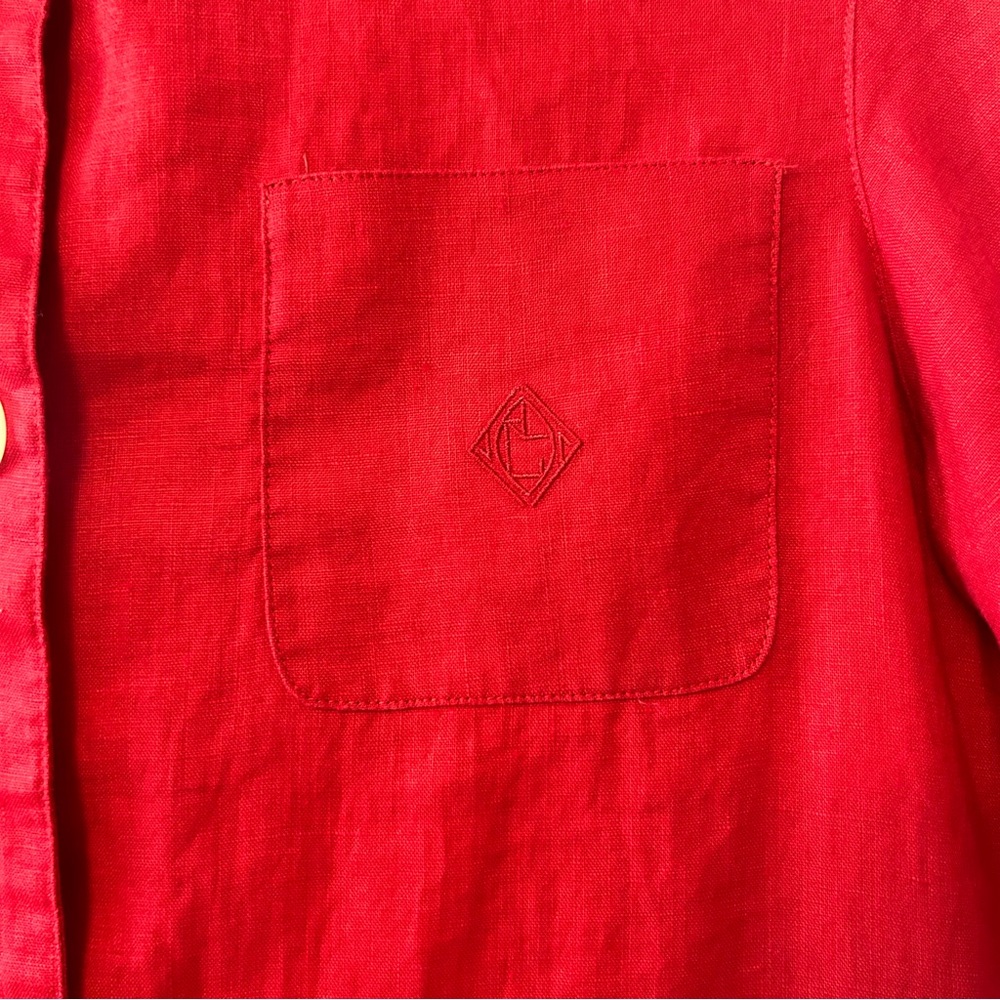 Lauren Ralph Lauren petite red linen long sleeve button down blouse size medium - Picture 4 of 16